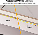 COB LED стрічка 24V Холодний білий 6000K 2m, Arote LED стрічка 3 мм шириною димоване світло високої щільності DIY 384LEDs/м, фото 5