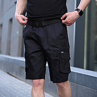Шорти-карго чоловічі чорні з 6 кишенями модні якісні літні стильні фірмові зі змійкою і ґудзиком