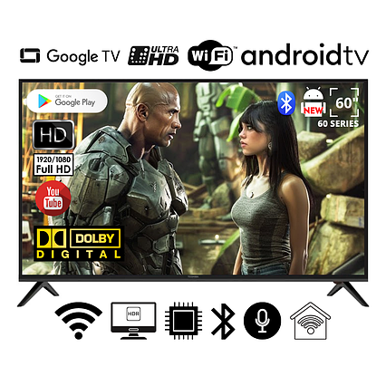 Телевізор Smart FHD TV Toshiba 60" Smart-TV H/DVB-T2/USB АДАПТИВНИЙ UHD,4K/Android 15.0