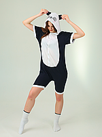 Kigurumi панда летняя Кигуруми для взрослых хлопковая пижама Панда Черный с белым (4011)