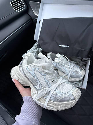 Кросівки Balenciaga 3XL White silver Баленсіага 3ХЛ білі зі сріблом шкіра текстиль демісезон унісекс, фото 1