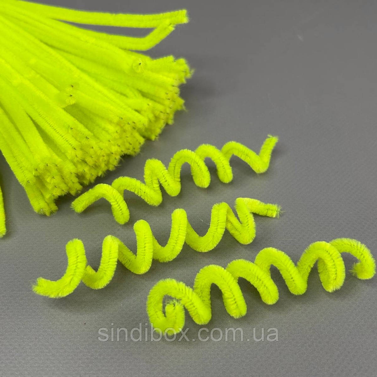 Пухнастий дріт (синель) 30 см - жовтий яскравий флуоресцентний, фото 1