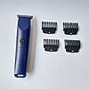 Машинка для стрижки волосся акумуляторна 4 насадки SAM-991 синій, фото 5