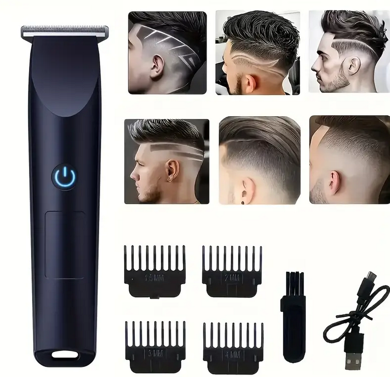 Машинка для стрижки волосся акумуляторна 4 насадки SAM-991 синій, фото 1