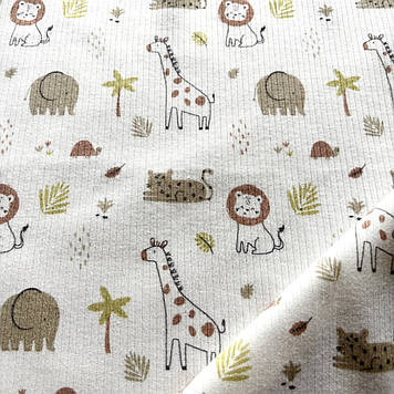 Інтерлок преміум трикотажне полотно рапорт 4х1 прінт сафарі