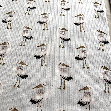 Інтерлок дитячий полотно преміум класу рапорт 4х1 дизайн  лелеки