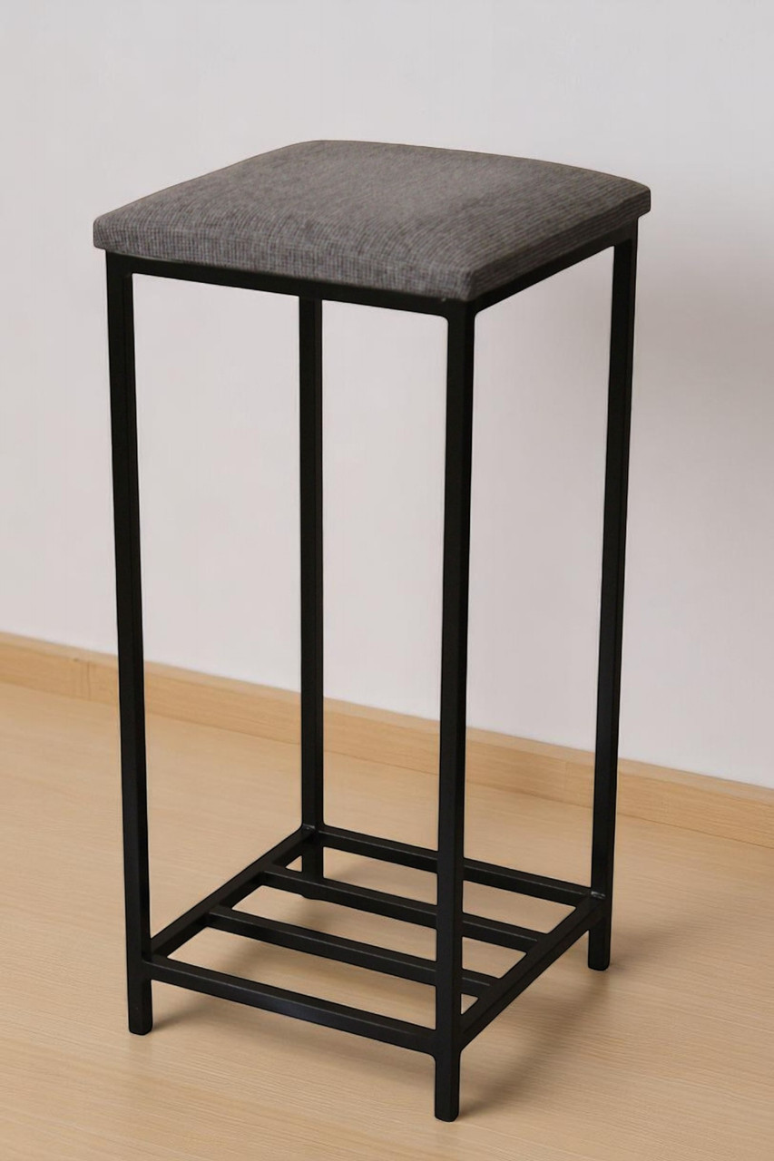 Барний стілець у стилі лофт із полицею та м'яким сидінням Marius чорний/сірий, фото 1
