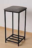 Барний стілець у стилі лофт із полицею та м'яким сидінням Marius чорний/сірий