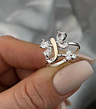 Срібна жіноча каблучка кільце метелик, фото 2