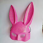 Маска зайчик Playboy рожева з блискітками, 35 см, фото 2