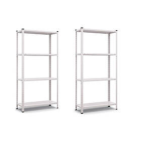 Комплект із 2-х Стелажів РЕК-1 1500х1500х300 білий Жовтогарячий 35 кг/полицю 8 полиці металевий поличний