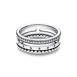 Срібна каблучка Pandora з логотипом, паве та металевими кульками 192312C01 16 мм, фото 2