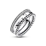 Срібна каблучка Pandora з логотипом, паве та металевими кульками 192312C01 16 мм, фото 3