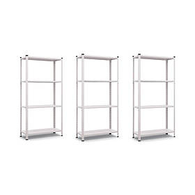 Комплект із 3-х Стелажів РЕК-1 1500х2250х300 білий Жовтогарячий 35 кг/полицю 12 полиць металевий поличний