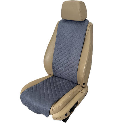 Чохол універсальний, накидка - майка на переднє сидіння авто з алькантари, сіра (Вузька), фото 1