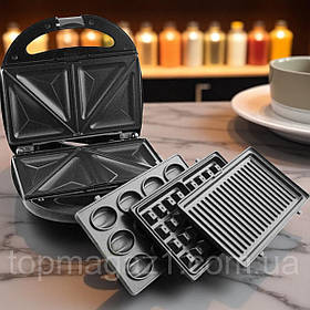 Мультимейкер 4в1 Rainberg 2200 Вт з антипригарними насадками гриль вафельниця вафельниця ліщина сендвічниця