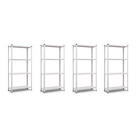 Комплект із 4-х Стелажів РЕК-1 1500х3000х300 білий Жовтогарячий 35 кг/полицю 16 полиць металевий поличний