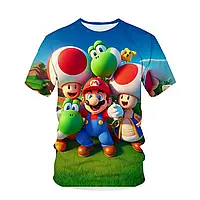 Детская футболка Super Mario с ярким 3D принтом героев Марио, Йоши и Тоада, 98-104 см