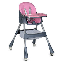 Стільчик для годування BAMBI M 5722 Lilac, регульований, знімний столик, 5-точковий ремень, колеса, екошкіра