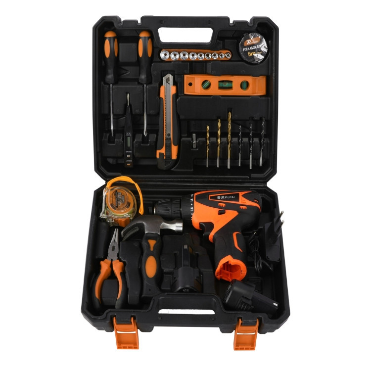 Набір інструментів з акумуляторною дрилью-шуруповертом AT-CD1201-25A (12V, 2 акумулятори, кейс, комплект біт та інструментів), фото 1