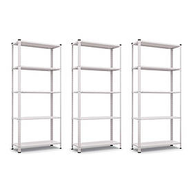 Комплект з 3-х Стелажів РЕК-2 1700х2250х300 білий пікселів 35 кг/полицю 15 полиць металевий поличний