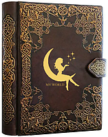 Щоденник FLT А5 на магніті Мій світ (натуральна шкіра)