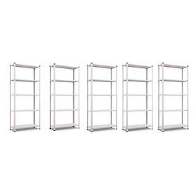 Комплект з 5-х Стелажів РЕК-2 1700х3750х300 білий пікселів 35 кг/полицю 25 полиць металевий поличний