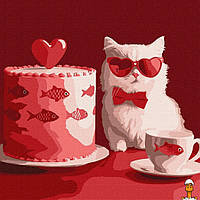 Картина за номерами кіт з тортом ©art_selena_ua 30х30 см Ideyka KHO6722