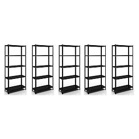 Комплект з 5-х Стелажів РЕК-4 1700х3750х300 чорний Меткас 35 кг/полицю 25 полиць металевий поличний