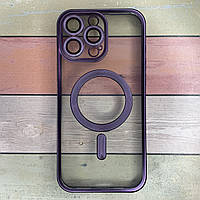 Чохол для iPhone 16 Pro Max з MagSafe SHINING MATTE, фіолетовий силіконовий, прозорий матовий