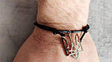 Браслет герб тризуб України з тризубом на чорному шнурку, фото 2