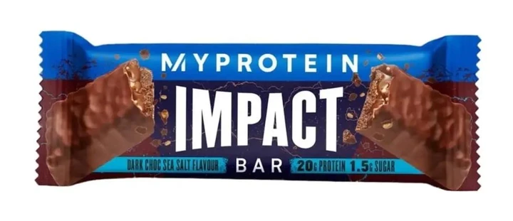 Протеїновий батончик MyProtein Impact Protein Bar Dark Chocolate Sea Salt, 64г (упаковка 12 шт), фото 1