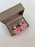 Шанель сережки серця циркони позолота 18 К/літні сережки з рожевим серцем, фото 2