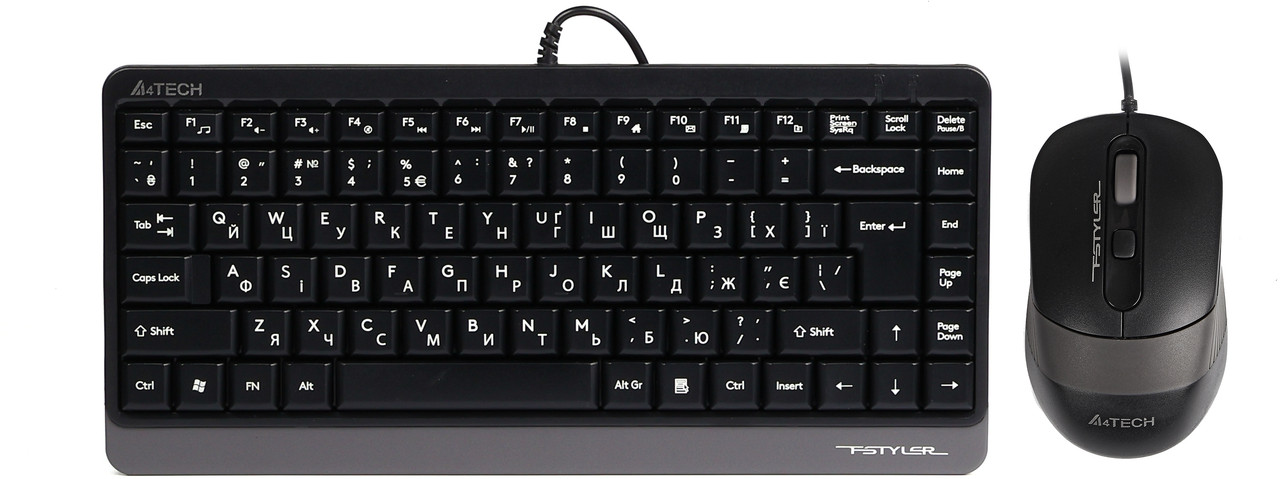 Комплект дротовий A4Tech F1110 Fstyler Gray (клавіатура/ компактна (без NumPad) + миша) NEW, фото 1