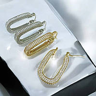 Сережки Селін циркони позолота 18 К/сережки вечірні ефектні