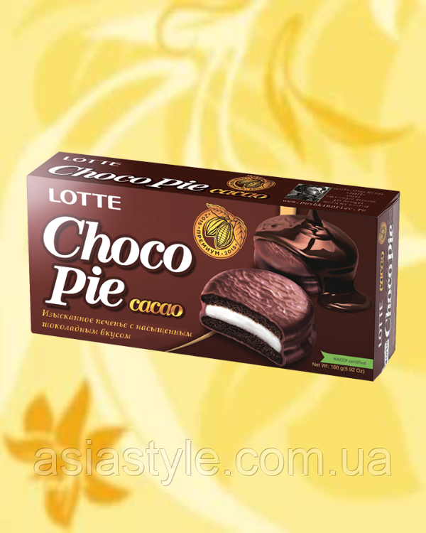 Печіво Какао в окулярі, Печиво Какао в глазурі, Choco Pie Cacao Biscuits, Lotte, 168 гр, Корея, Ч
