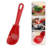 Багатофункціональна кухонна ложка з терткою та ситечком 6 в 1 (тертка, шумівка, вінчик, прес, сито, лопатка)