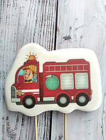 Пряник пожежна машина з їстівним друком, подарунок дитині