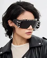 Окуляри сонцезахисні з шипами в стилі Y2K кіберанк стимпанк готика чорний