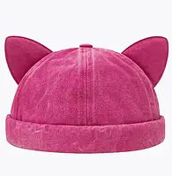 Кепка докер Korni бейсболка без козирка з вушками бавовна розмір 54-58 рожева