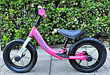 Дитячий велобіг біговел для дівчаток Сталева рама Надувні колеса 12 дюймів Підставка для ніг і підніжка, фото 4