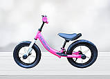 Дитячий велобіг біговел для дівчаток Сталева рама Надувні колеса 12 дюймів Підставка для ніг і підніжка, фото 6