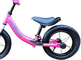 Дитячий велобіг біговел для дівчаток Сталева рама Надувні колеса 12 дюймів Підставка для ніг і підніжка, фото 7