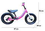 Дитячий велобіг біговел для дівчаток Сталева рама Надувні колеса 12 дюймів Підставка для ніг і підніжка, фото 10
