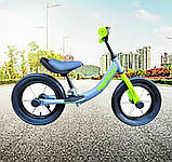 Дитячий велобіг біговел для хлопчиків Сталева рама Надувні колеса 12 дюймів Підставка для ніг і підніжка, фото 2