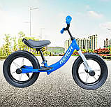 Дитячий біговел велобіг для хлопчика Сталева рама Надувні колеса 12 дюймів Підставка для ніг і підніжка, фото 2