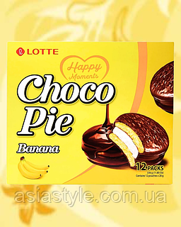 Печіво Банан біля глазурі, Печиво Банан у глазурі, Choco Pie Banana Biscuits, Lotte, 336 гр, Корея, ВО