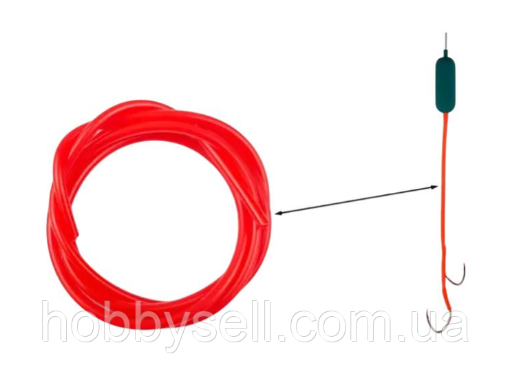 Силіконова трубка для монтажу оснастки на СОМА 2x5мм 1м, Кембрик для повідка на сома, фото 1
