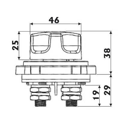 Вимикач акумуляторної батареї Osculati врізний 300 А для встановлення на приладовій панелі чорний полікарбонатний корпус, фото 3