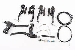 Гальмо V-brake 110мм (2 колеса) з ручками, тросами, чорний, HJ-805AD, YT-205946